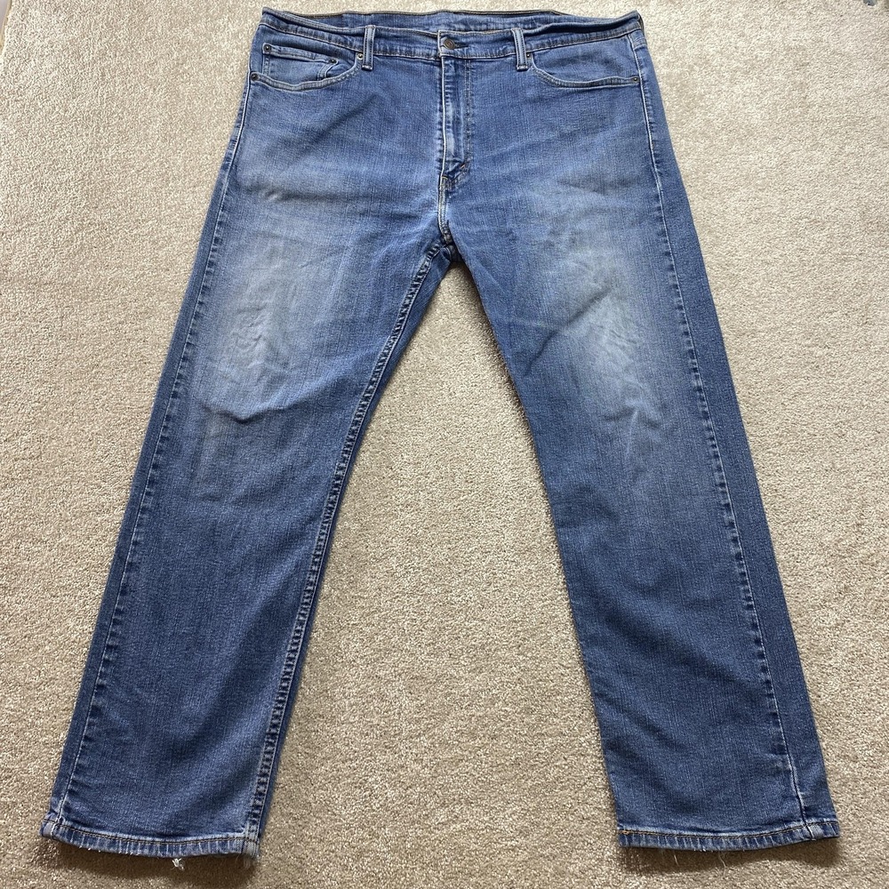 Levis 505 Jeans Mens 40x30 Blue Denim Straight Leg Medium Wash Distressed